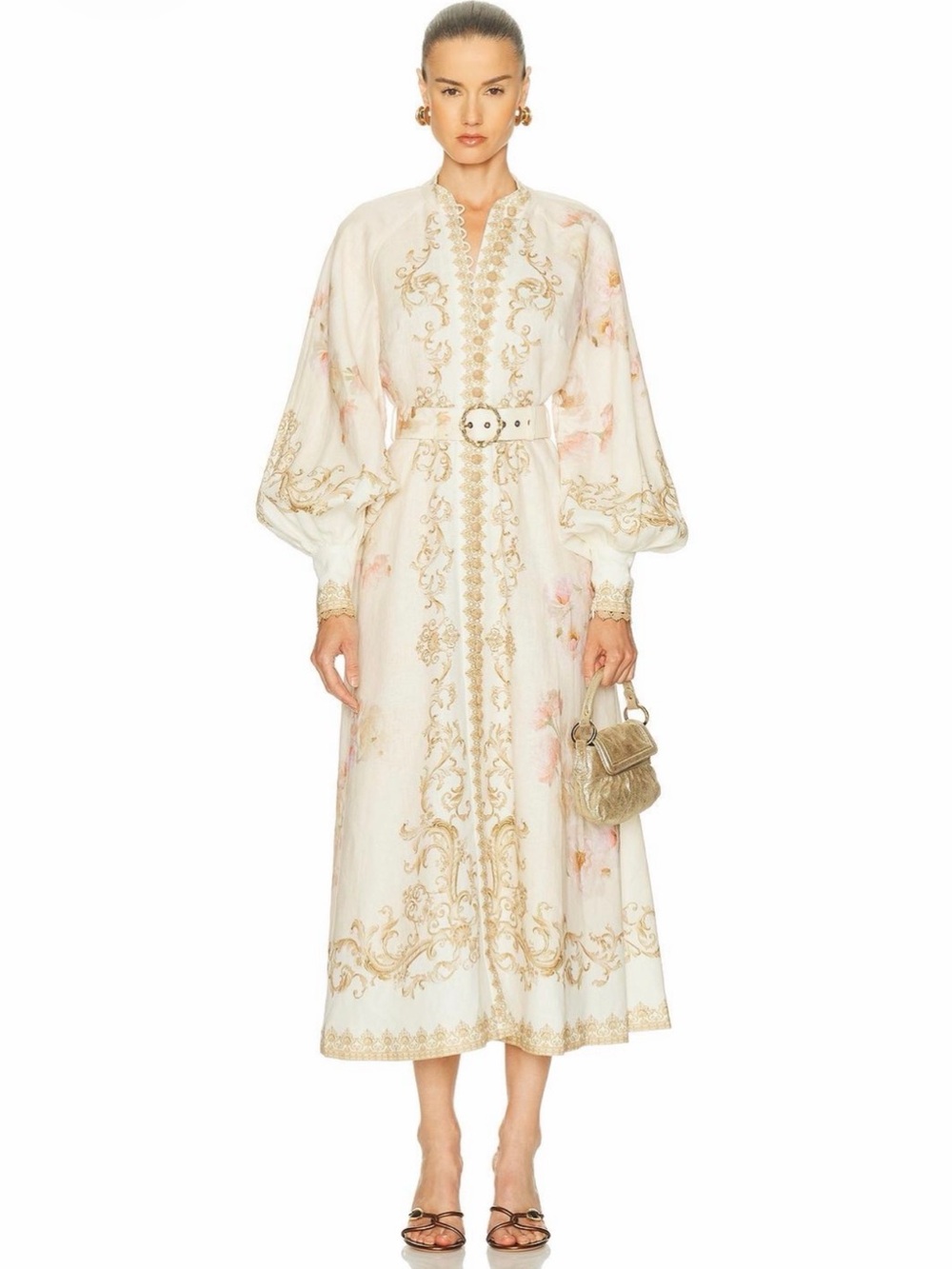 Zimmermann Hypnotic Buttoned Midi Dress in Dream Peony